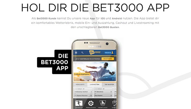 Bet3000 mobile app